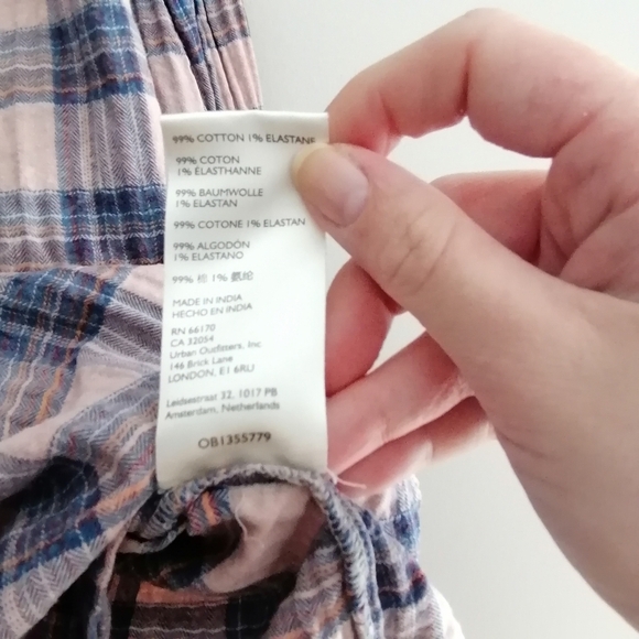 Free People We The Free Jessi Plaid Pleated Trapeze Top Balloon Sleeves Large - Picture 13 of 16